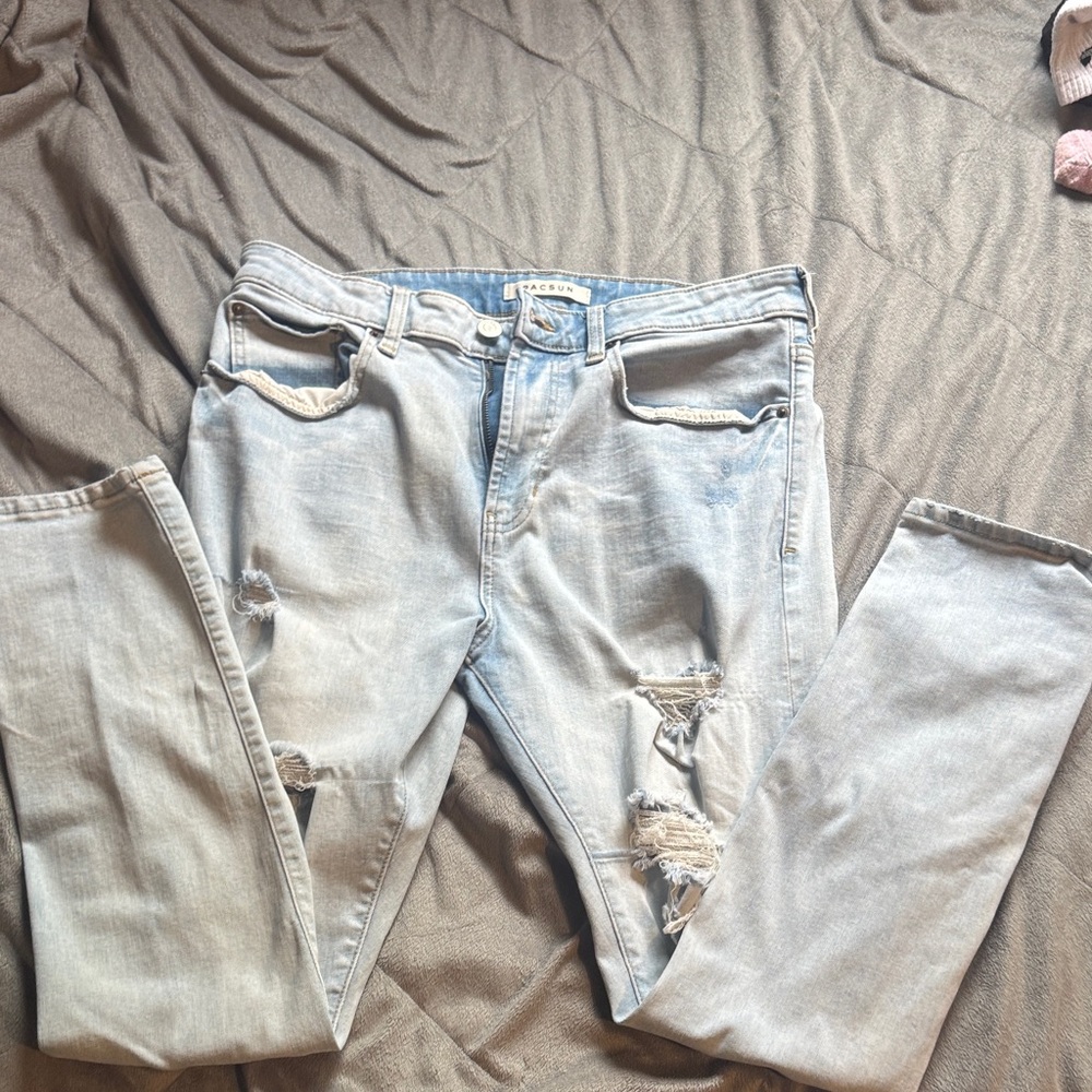 PacSun Light Blue Distressed Slim Jeans